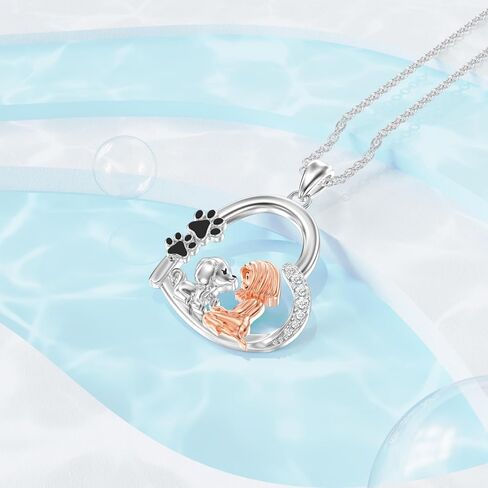 Shusukue Pet Keepsake Gifts Dog/Highland Cow Heart Necklace 925 Sterling Silver Memorial Pet Jewelry for Women Teen Girls 18+2 Inch Chain (with Gift Box) in Kuwait