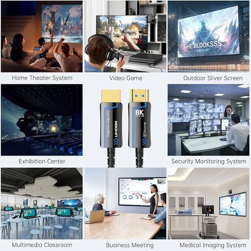 kmrlim Fiber Optic HDMI Cable Speed HDMI 2.1 Cable 8K@60 4K@120Hz 48Gbps HDR eARC HDCP Compatible with UHD TV Box Projector PS5 Gold Plated Connector Ultra High Computer (Fiber Optic, 6.6FT(2M)) in Kuwait