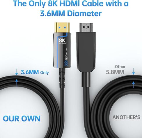 kmrlim Fiber Optic HDMI Cable Speed HDMI 2.1 Cable 8K@60 4K@120Hz 48Gbps HDR eARC HDCP Compatible with UHD TV Box Projector PS5 Gold Plated Connector Ultra High Computer (Fiber Optic, 6.6FT(2M)) in Kuwait