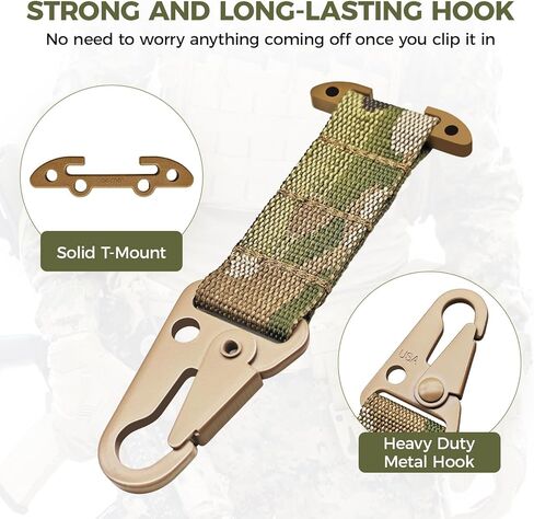 Premium Molle Key Holder, Tactical Gear Clip to Attach Gloves & Gas Mask, T-Mount Molle Glove Clip, Tactical Belt Accessories, Lightweight Gear, Easy to Use in Saudi Arabia
