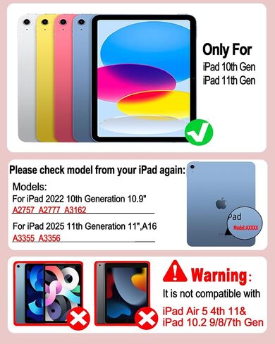 Magic for iPad A16 11/10th Generation مع لوحة المفاتيح ، لوحة مفاتيح تتبع قوس قزح ، مع غطاء مغناطيسي ناتئ لـ iPad 11 بوصة 2025/10 Gen 10.9 "2022 Pink in Kuwait