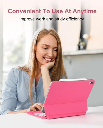 Magic for iPad A16 11/10th Generation مع لوحة المفاتيح ، لوحة مفاتيح تتبع قوس قزح ، مع غطاء مغناطيسي ناتئ لـ iPad 11 بوصة 2025/10 Gen 10.9 "2022 Pink in Kuwait