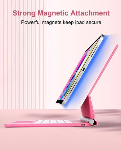 Magic for iPad A16 11/10th Generation مع لوحة المفاتيح ، لوحة مفاتيح تتبع قوس قزح ، مع غطاء مغناطيسي ناتئ لـ iPad 11 بوصة 2025/10 Gen 10.9 "2022 Pink in Kuwait