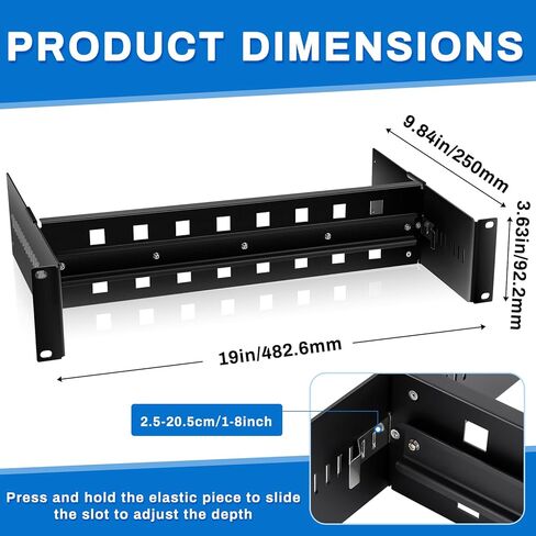 2 PCS 19 بوصة رف Mount Din Rail Kit Aluminium Aluminium Rack Rails Mount Rails Mount Bracket لمحولات الوسائط الصناعية Ethernet Switches Supplies Din Rail Products (Black) in Kuwait