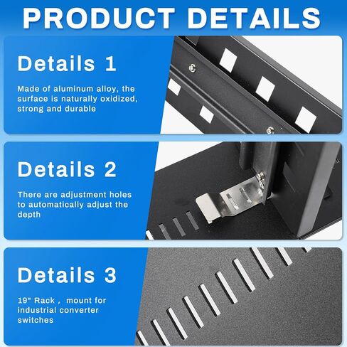 2 PCS 19 بوصة رف Mount Din Rail Kit Aluminium Aluminium Rack Rails Mount Rails Mount Bracket لمحولات الوسائط الصناعية Ethernet Switches Supplies Din Rail Products (Black) in Kuwait