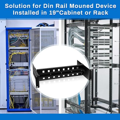 2 PCS 19 بوصة رف Mount Din Rail Kit Aluminium Aluminium Rack Rails Mount Rails Mount Bracket لمحولات الوسائط الصناعية Ethernet Switches Supplies Din Rail Products (Black) in Kuwait