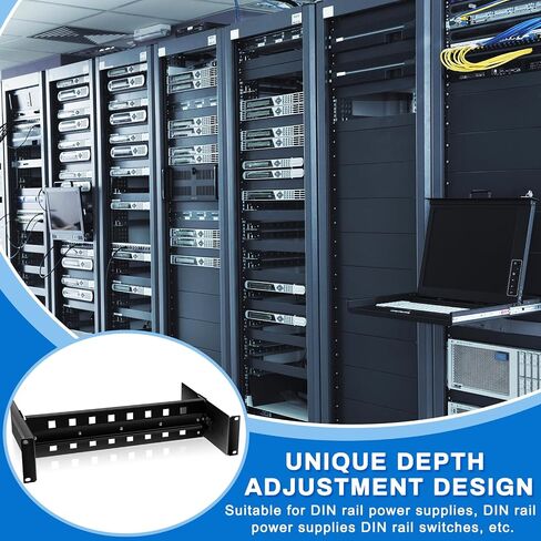 2 PCS 19 بوصة رف Mount Din Rail Kit Aluminium Aluminium Rack Rails Mount Rails Mount Bracket لمحولات الوسائط الصناعية Ethernet Switches Supplies Din Rail Products (Black) in Kuwait