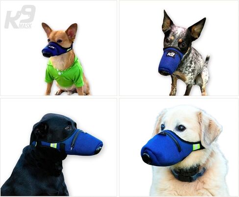 قناع فلتر الهواء K9 Mask® للكلاب مع عبوات فلتر الهواء الممتازة PM2.5 "التنفس الشديد" - أزرق (كبير) in Kuwait