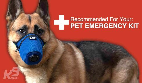 قناع فلتر الهواء K9 Mask® للكلاب مع عبوات فلتر الهواء الممتازة PM2.5 "التنفس الشديد" - أزرق (كبير) in Kuwait