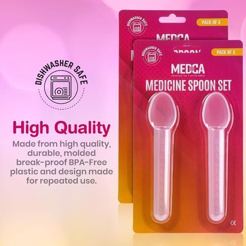 Calibrated Medicine Spoon for Kids, Baby & Toddler - (Pack of 4) - 2 Tsp/10 mL Capacity Plastic Oral Liquid Dose Medication Graduated Dispenser in Kuwait