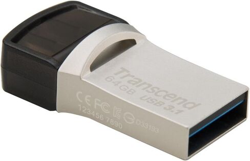 Transcend 64GB JetFlash 890S OTG Flash Drive with USB3.1 and USB Type-C Connectors in Saudi Arabia