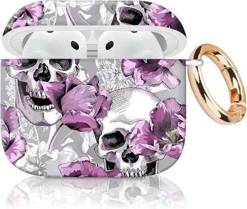 Case Cover Compatible with AirPods 4th Generation 2024, Shockproof for Women & Girls with Golden Round Buckle – Protective, Anti-Drop Design(Cute Grey Butterfly) in Kuwait