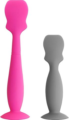 ملعقة كريم الحفاضات لمؤخرة الطفل، 2 عبوة من فرشاة كريم الحفاضات، فرشاة كريم الحفاضات الناعمة من السيليكون للأطفال (أرجواني، أبيض) in Kuwait