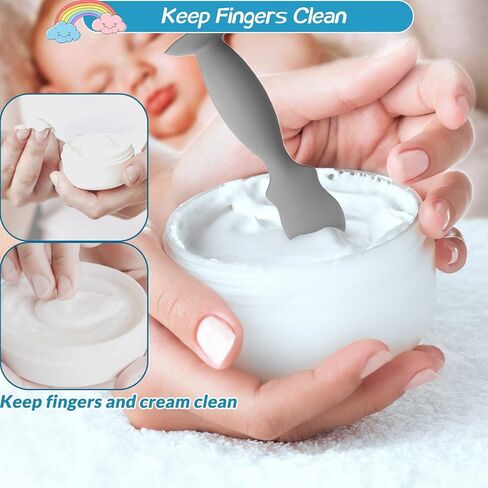 ملعقة كريم الحفاضات لمؤخرة الطفل، 2 عبوة من فرشاة كريم الحفاضات، فرشاة كريم الحفاضات الناعمة من السيليكون للأطفال (أرجواني، أبيض) in Kuwait