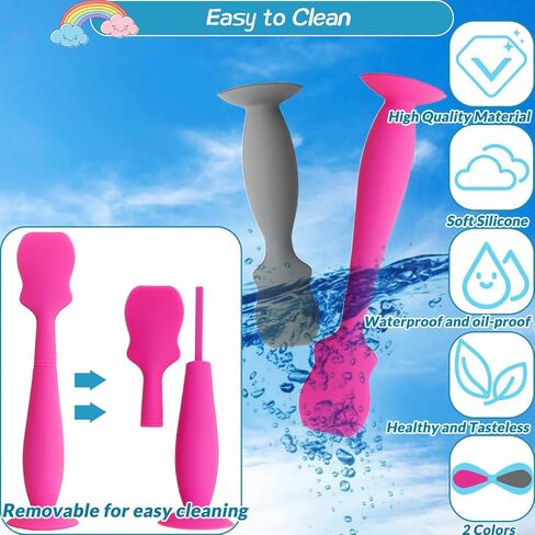 ملعقة كريم الحفاضات لمؤخرة الطفل، 2 عبوة من فرشاة كريم الحفاضات، فرشاة كريم الحفاضات الناعمة من السيليكون للأطفال (أرجواني، أبيض) in Kuwait