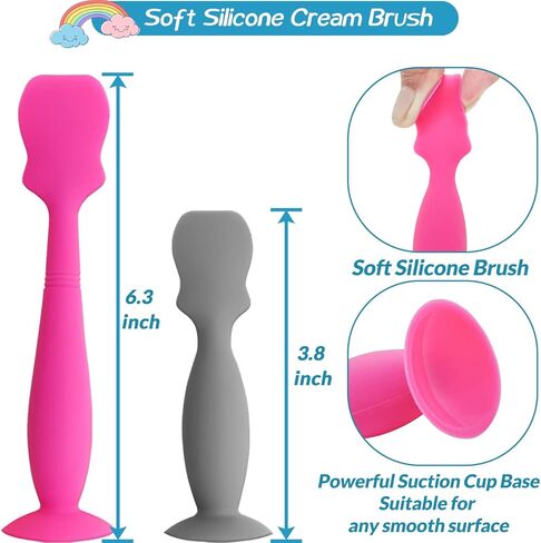 ملعقة كريم الحفاضات لمؤخرة الطفل، 2 عبوة من فرشاة كريم الحفاضات، فرشاة كريم الحفاضات الناعمة من السيليكون للأطفال (أرجواني، أبيض) in Kuwait