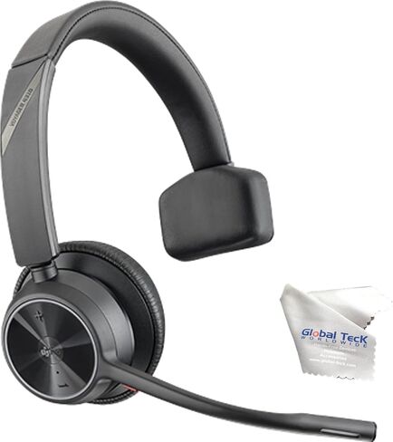 Poly Voyager 4310 UC Wireless Bluetooth Headset (USB-A) with Charging Headset Stand Bundle - Noise Cancelling Mic, Works with USB Deskphone, PC, Mobile, For Zoom and Phone Calls, GTW Microfiber Cloth in Saudi Arabia