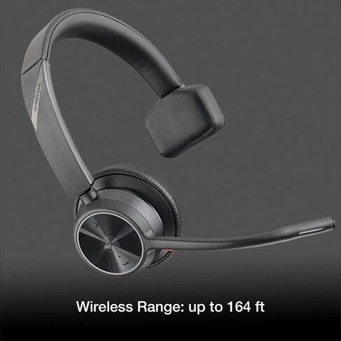 Poly Voyager 4310 UC Wireless Bluetooth Headset (USB-A) with Charging Headset Stand Bundle - Noise Cancelling Mic, Works with USB Deskphone, PC, Mobile, For Zoom and Phone Calls, GTW Microfiber Cloth in Saudi Arabia