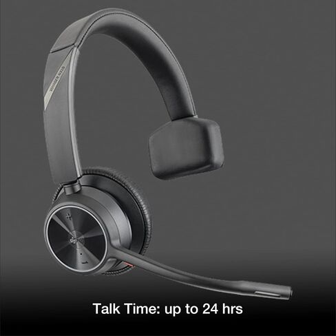 Poly Voyager 4310 UC Wireless Bluetooth Headset (USB-A) with Charging Headset Stand Bundle - Noise Cancelling Mic, Works with USB Deskphone, PC, Mobile, For Zoom and Phone Calls, GTW Microfiber Cloth in Saudi Arabia