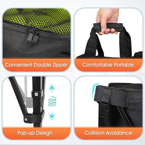 قادوس كرة تنس محمول بعجلات، سلة كرات تنس بسعة 150 كرة تنس مع جيوب جانبية وحقيبة حمل، عربة تعليمية رياضية خفيفة الوزن، مناسبة للكرة اللينة وكرة البيسبول والبيسبول in Kuwait