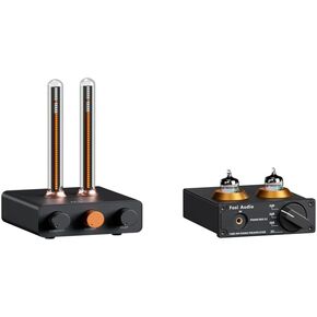 Fosi Audio Box X2 Phono Preamp, Mini Stereo Audio Hi-Fi Preamplifier with Gain Gear and Music Visualizer, Sound Pickup Spectrum Analyzer, Vintage Tube RGB Ambient Light