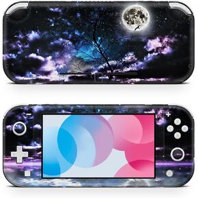 ZOOMHITSKINS Switch Lite Accessories, Compatible for Switch Lite Skin, Dark Moon Purple Blue Sky Stars Night Pink Rose Black Tree, 3M Vinyl, Durable & Fit, Easy to Install, Made in The USA