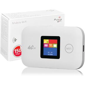 4G Mobile Wi Fi Hotspot, 4G Unlocked Internet Router Devices with SIM Card Solt, 150Mbps Travel Wi Fi Router, Support for Asia, Africa, Europe, B1 B3 B7 B8 B20 B38 40 41