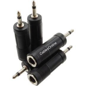 CablesOnline 2-Pack 1/4" (6.3mm) Stereo TRS Female to 3.5mm (1/8") Mono TS Male Audio Adapters, AV-A30-2