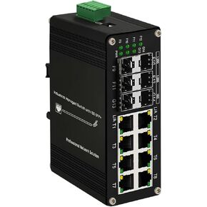 تبديل السكك الحديدية الصناعي DIN Gigabit Ethernet L2 + Ethernet Managed (POE) مفتاح الألياف 8-PORT 10/1000T + 2/6-PORT 1000X SFP IEEE 802.3AF/في حالة الألومنيوم IP40 (POE 8GE 2SFP)