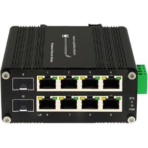 مفتاح Rail Din الصناعي Gigabit Ethernet الصناعي 8 موانئ مفتاح Ethernet مع 2 SFP ، 8-PORT 10/100/1000MBPS RJ45 ، DIN RAIN INCANGED/MAGNID