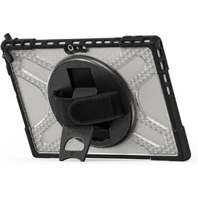 BRAECNstock for Microsoft Surface Pro 7+ Plus/ 7/6/ 5/4 Case 12.3 inch, Shockproof Rugged Protective Cover with Hand Strap+Stand, Pencil Holde, Compatible with Type Cover Keyboard, Black