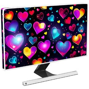Baocicco Monitor Dust Covers 22, 23, 24, 25 Inch Waterproof Computer Monitor Cover Anti-Static Dustproof Protective Cover for LCD/LED/HD Full Body Cover for Computer Screen，Neon Heart