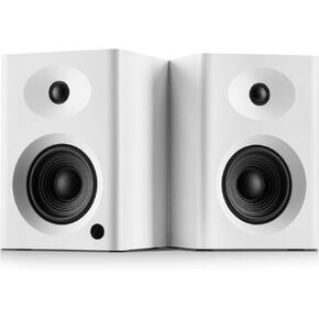 Bookshelf Speakers with Deep Bass,100W Max Output HiFi Gaming Computer Speakers, 4" Desktop Audio System for Music, Record Player, RCA to 3.5mm Cable, White Pair