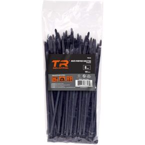 TR Industrial Multi-Purpose UV Resistant Black Cable Ties, 8 inches, 500 Pack