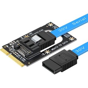 Mini PCI-E to SATA 3.0 Adapter Card - 2 Port 6Gbps Expansion Converter for SSD/HDD, Bootable System Drive for Laptop/Desktop Computers