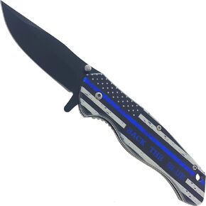 Falcon Folding Pocket Knife – Thin Blue Line Edition – 8-Inch EDC Utility Tool with 440 Stainless Steel Blade and Handle – Everyday Carry