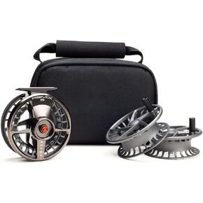 Lamson Remix Fly Reel 3-Pack (1 Reel & 2 spools with Carrying case) CNC machined Frame, Sealed Drag, 3/4/5/6/7/8/9/10 Weights