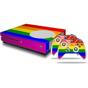Decal Vinyl Skin Wrap Compatible with Xbox One S Console and Controllers - Rainbow Stripes