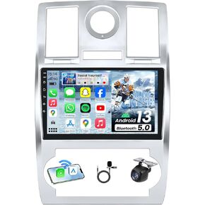4Core+64GB Car Radio for Chrysler 300 300C 2005-2010: 9 Inch 1280 * 800 IPS Touchscreen Head Unit with Carplay/Android Auto GPS Navigation 5GWiFi Bluetooth5.0 1080P Camera SWC FM Stereo Replacement