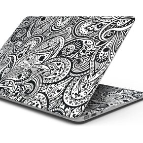 Black and White Aztec Paisley Full-Body Wrap Scratch Resistant Decal Skin-Kit Compatible with MacBook 16" Pro (A2141)