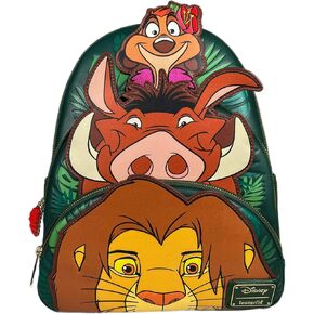 Loungefly Disney Lion King Triple Pocket Three Friends Mini Backpack Strap مزدوج