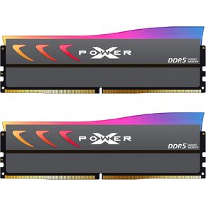Silicon Power DDR5 32GB (2x16GB) Storm RGB 6000MT/s (PC5-48000) 288-pin CL36 1.35V UDIMM Desktop Memory Module RAM SP032GXLWU60FFDK Gray