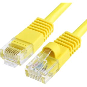 CMPLE - CAT5E Ethernet Patch Cable ، RJ45 Network Network Cord ، UTP ، Internet Wire for Modem ، Trouter ، PC ، TV ، لوحات المفاتيح - 10 أقدام ، أصفر