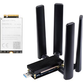 Waveshare RM520N-GL 5G DONGLE Module, Quad Antennas, USB3.1 Port, Aluminum Alloy Heatsink, M.2 Key B Interface, Options for 5G Module