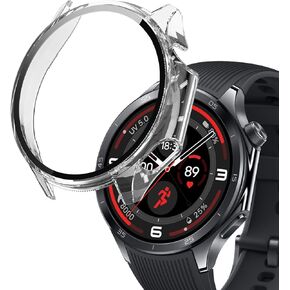 (1 Pack) Orzero Watch Case Compatible for OnePlus Watch 3, Protective PC Frame Face Cover Built-in Tempered Glass Screen Protector, Scratch Resistant Shock Absorbing - Crystal Clear