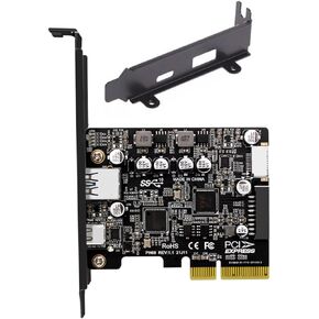 Expansion Card, PCIe to USB 3.2 Gen 2 Adapter 10 Gbps PCI-E Type-C Type-E 19P/20P Expansion Card