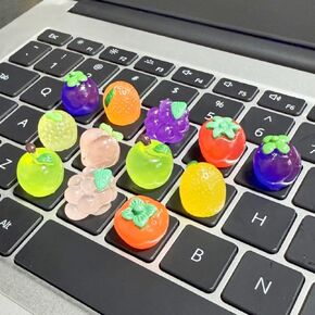 30pcs Cute 3D Keyboard Stickers for Nail-Art Typing,Resin Fruits Shape Raised Keyboard Stickers,Adhesive Keycap Riser for Long Nails,Fruit Keycap Riser for Nail Art Protective (Fruit B,30pcs)