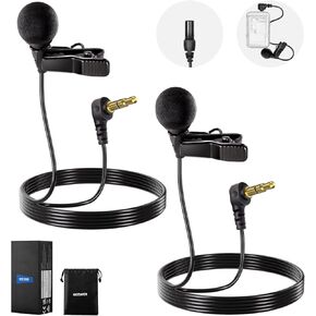 NEEWER ø4mm Mini Lavalier Microphone (2 Pack), Clip On Wired Condenser Lapel Lav Mic Set with 5ft/1.5m 3.5mm TRS Connector Compatible with DJI Mic 2 Rode Wireless Go II CM28 CM31 Camera, LM8