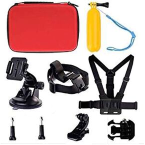 Navitech 8 in 1 Action Camera Accessory Combo Kit with Red Case - Compatible with IceFox 4K Action Camera