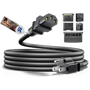 ALIENSX Heavy-Duty AC Power Cord, 14AWG 1875W 125V 15A Power Station Charging Cable, 100K+ Bend Tested, NEMA5-15P to IEC C13 for Segway/Jackery/EcoFlow/Bluetti/Anker/DJI, UL/FCC/ROHS Certified
